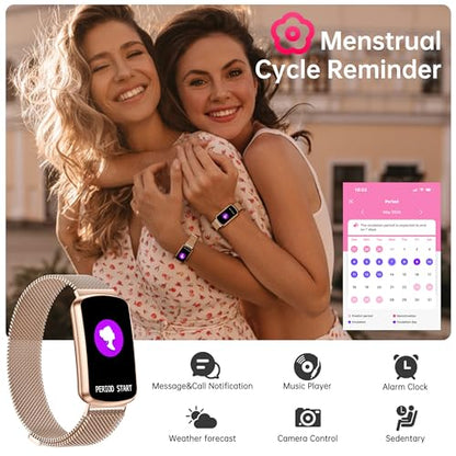 Health Fitness Tracker with 24/7 Heart Rate, Smart Watch with Blood Pressure and Blood Oxy-gen Monitor, Bulit-in 120+ Sport Mode, Sleep Tracking Waterproof Activity Tracker for Women Men - color: Pink Gold