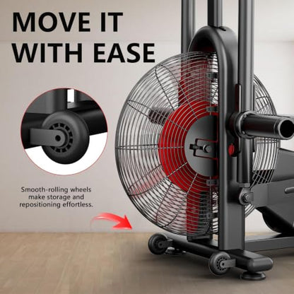 Wenoker Exercise Bike, Air Bike with Smart APP, ISCC PLUS Certified, Dual Action Handlebars Stationary Fan Bike 350LBS Capacity for Home Gym HIIT Full Body Workout
