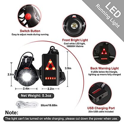 ALOVECO Outdoor Night Running Lights LED Chest Light Back Warning Light with Rechargeable Battery for Camping Hiking Running Jogging Outdoor Adventure (90° Adjustable Beam)