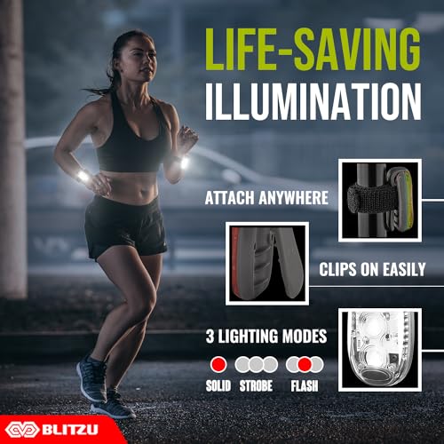 LED Safety Lights 4 Pack, Clip On High Visibility Strobe Light for Walk Run - color: White