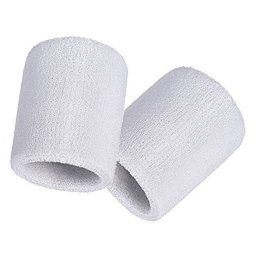 Bememo 12 Pcs Sweatbands Wrist Bands - color: White, size: 3.15 Inch