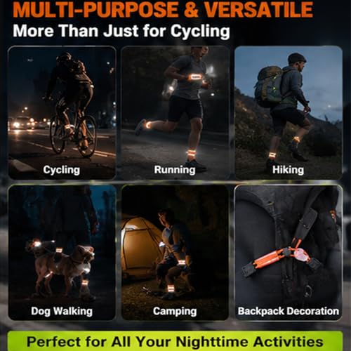 4 PCS Reflective Ankle Straps for Cycling, Adjustable Pant Leg Bands - color: Orange