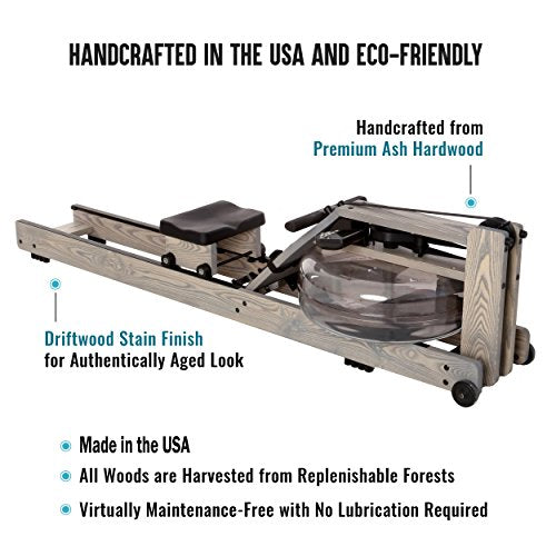 Water Rower Rowing Machine for Home Use, Solid Ash Wood Rower