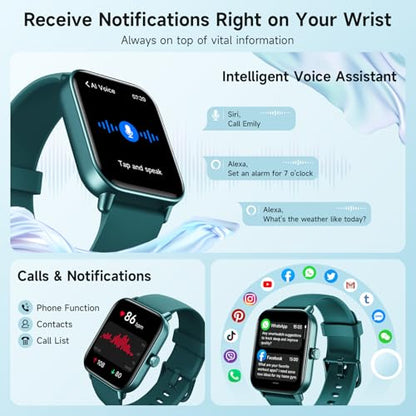 Smart Watch for Women Android iPhone, Alexa Built-in, 1.8" Smartwatch with Heart Rate/SpO2/Sleep Monitor, IP68 Waterproof Activity Fitness Tracker with Bluetooth Call, 100+ Sport Mode, DarkGreen - color: DarkGreen