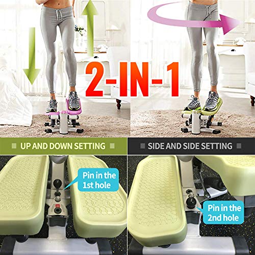 leikefitness Premium Portable Climber Stair Stepper & Waist Fitness Twister Step Machine with LCD Monitor ST6600-2(Green)