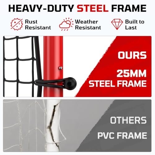 Haokelball 12x6/6x4 FT Soccer Goal for Backyard Portable Metal Frame - color: Red and Black