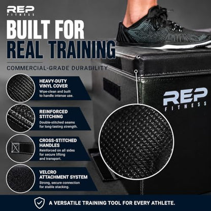 REP Fitness Stackable Soft Foam Plyo Box Set, Adjustable Plyometric Jump Box for Home Gym Workouts, Plyometric Jumping Platform for Exercise, Step Training, HIIT & CrossFit - style: 4", 6", and 20"
