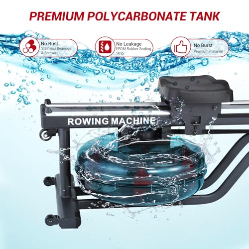 Dual Water Magnetic Rowing Machine for Home Can Foldable Save Space, Full-Body Low-Impact Workout, 380LB Weight Capacity with Digital Monitor, Ergonomic Seat, Tablet Holder ﻿ ﻿