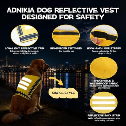 Dog Reflective Vest,High-Visibility Dogs Safety Vest for Hunting Outdoor Night Walking,Lightweight Adjustable Dog Safety Service Vest - color: Fluorescent Yellow