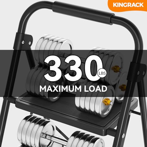 KINGRACK 3 Step Ladder Folding Step Stool with Handrail for Kitchen Black - size: 3-step