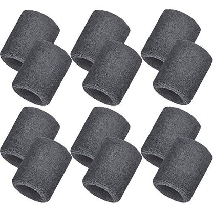 Bememo 12 Pcs Sweatbands Wrist Bands - color: Gray, size: 3.15 Inch