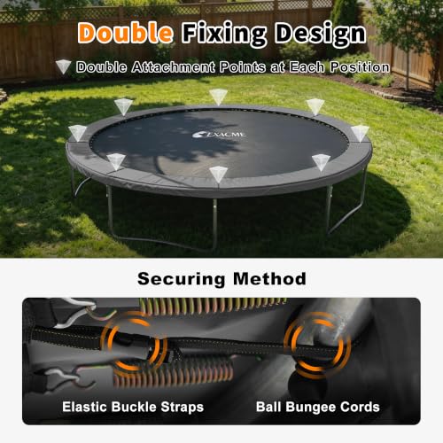 Exacme Double-Sided Round Trampoline Spring Cover, Replacement Safety Pad - color: Grey, size: 10FT
