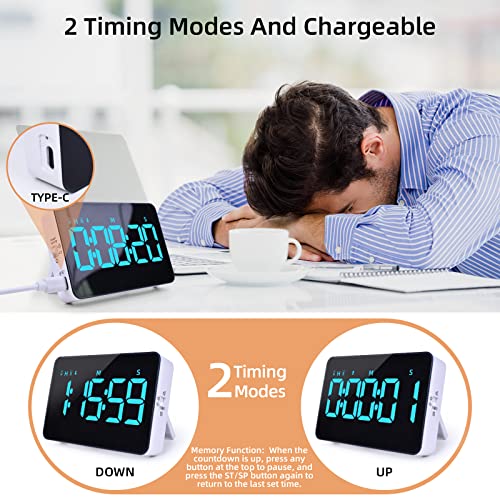 Samshow Rechargeable Digital Kitchen Timer, Ice Blue, 5 Inch - color: Blue