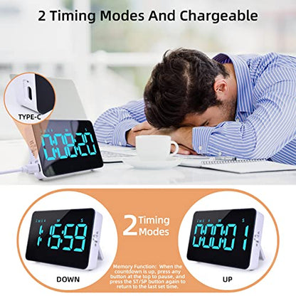 Samshow Rechargeable Digital Kitchen Timer, Ice Blue, 5 Inch - color: Blue
