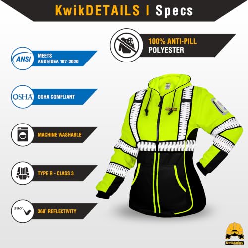 KwikSafety Women's Fleece Safety Hoodie Class 3 ANSI OSHA PPE - color: Premium, size: X-Large
