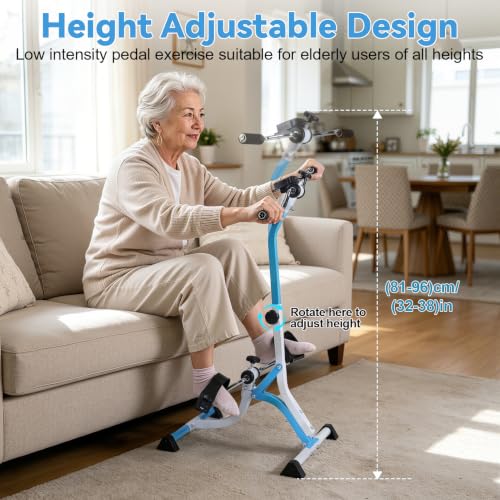 Pedal Exercise Bike for Seniors, Adjustable Resistance Leg & Arm Exerciser with LCD Display, Portable Under Desk Pedal Trainer for Home Fitness, Knee Recovery Workout Equipment