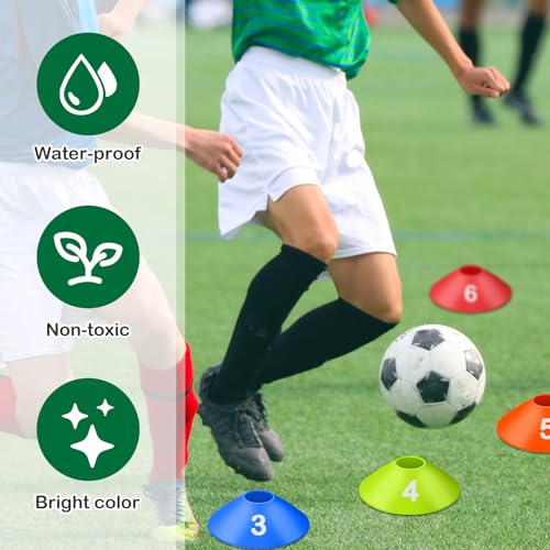 10 Pcs Numbered Sports Disc Cone with Mesh Carry Bag - color: Multicolor