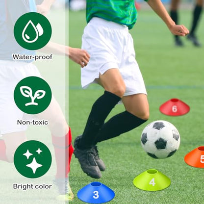 10 Pcs Numbered Sports Disc Cone with Mesh Carry Bag - color: Multicolor