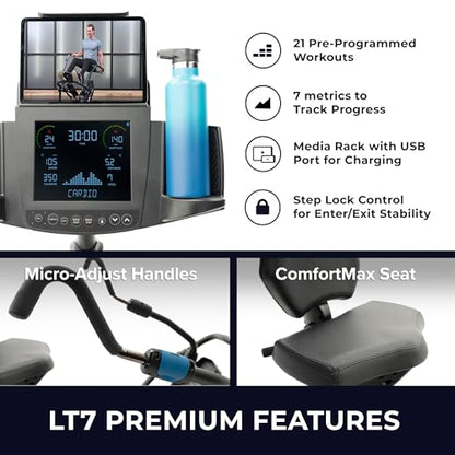 Teeter FreeStep Recumbent Cross Trainer Stepper, Zero-Impact Exercise Bike Alternative w/Patented Physical Therapy Stride, Up to 350lb, Free App w/Trainer Workouts - style: LT7
