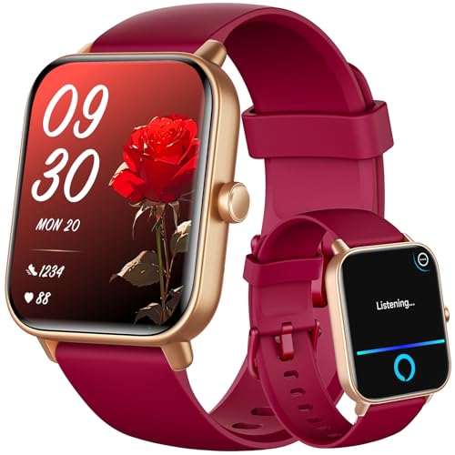 Gydom Smart Watch for Women Android & iPhone, Alexa Built-in, 1.8" Smartwatch with Heart Rate/SpO2/Sleep Monitor, IP68 Waterproof Activity Fitness Tracker, 101+ Sports Mode, Red - color: Wine Red