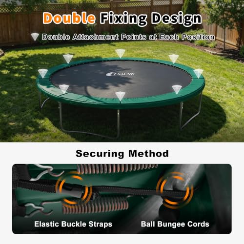 Exacme Double-Sided Round Trampoline Spring Cover, Replacement Safety Pad - color: Dark Green, size: 8FT