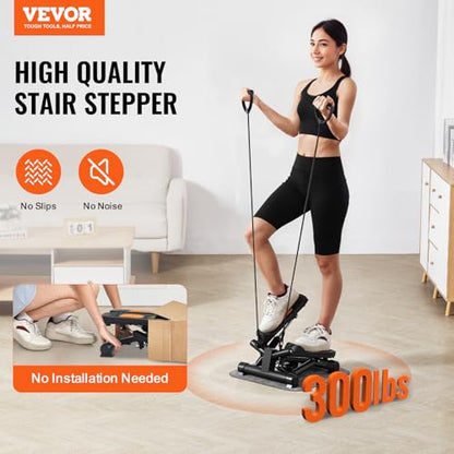 VEVOR Stair Stepper, Mini Stepper for Exercise at Home, Hydraulic Fitness Stepper with Resistance Bands, Full Body Workout Cardio Equipment, Stair Climber - style: Twisting Stepper