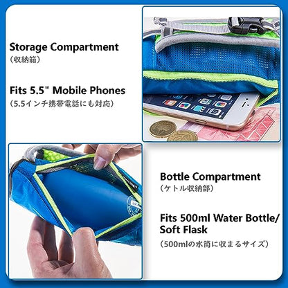 JEELAD Soft Folding Water Bottles TPU Collapsible Flask Ideal for Hydration Vest Running Hiking Cycling Outdoor - color: Blue 500ml Handheld Bottle