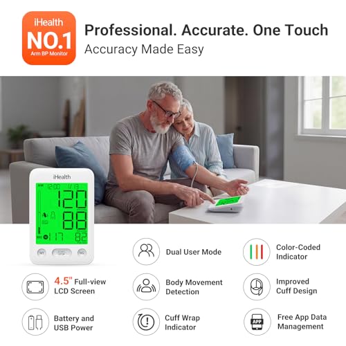 iHealth Accu Bluetooth Upper Arm Blood Pressure Monitor for Home Use - color: White
