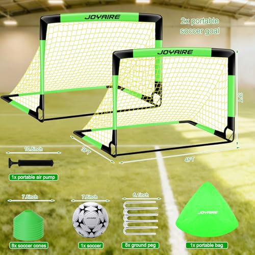 Kids Backyard Soccer Goal, 10 mm Poles & 5-Layer Net, 4x3/6x4/7x5FT - size: 4 ft x 3ft, style: Green Black