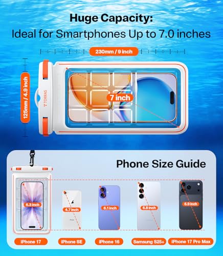 TORRAS IPX8 Waterproof Phone Pouch Floating, Underwater Screen Touchable - color: 2 Pack-Black & White