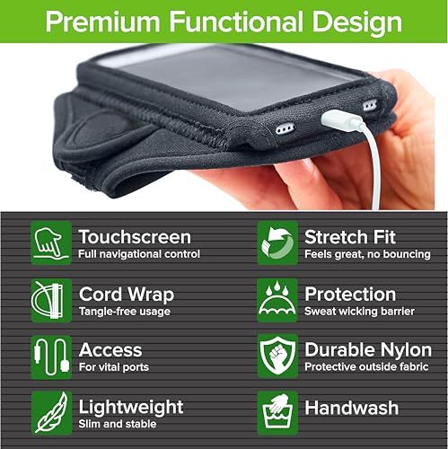 Tune Belt AB91 Running Armband – Flexible, No-Slip Holder for Large Phones - color: Black