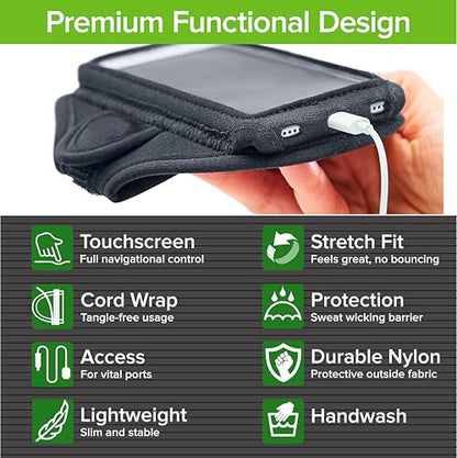 Tune Belt AB91 Running Armband – Flexible, No-Slip Holder for Large Phones - color: Black