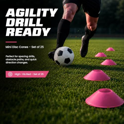American Challenge Mini Disc Cones, Soccer Cones for Sports, Set of 25 - color: Pink (25 mini cones)