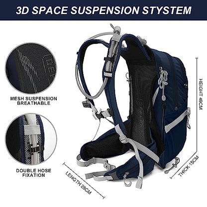 IX INOXTO 20L Hydration Backpack, Waterproof Hiking Internal Frame Backpacks with 2L Hydration Water Bladder and Rain Cover for Men, Lightweight Travel Daypack for Cycling,Camping,Ski (dark blue) - color: Dark Blue
