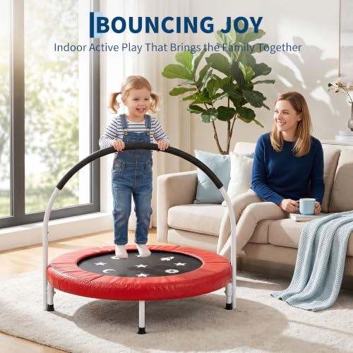 Garvee 36" Toddler Foldable Trampoline w/Handle & Safety Pad for Kids