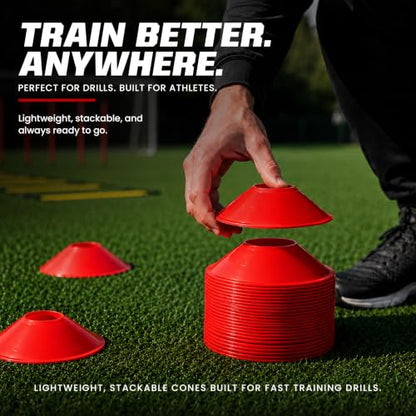 American Challenge Mini Disc Cones, Soccer Cones for Sports, Set of 25 - color: Red (25 mini cones)