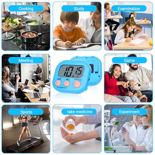 Mwellewm Digital Timers for Classroom Kids Kitchen Timers for Cooking 12 Pc - color: Black, Orange, Pink, Green, Blue, White