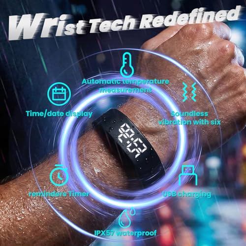Vibrating Alarm Wristband Effective Alarm Clocks for Deep Sleepers Heavy Sleeps Wrist Silent Vibration Watch Extremely Wake up Clock Wearable Band that Won't Wake Partner for Deaf Sleeper
