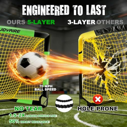Kids Backyard Soccer Goal, 10 mm Poles & 5-Layer Net, 4x3/6x4/7x5FT - size: 4 ft x 3ft, style: Green Black