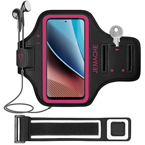 Moto G Stylus/Pure/Power Armband, JEMACHE Gym Workouts Running Arm Band for Motorola Moto G Stylus/Pure/Power/Play (5G) 2023 2022 2021 (Rosy) - color: Rosy