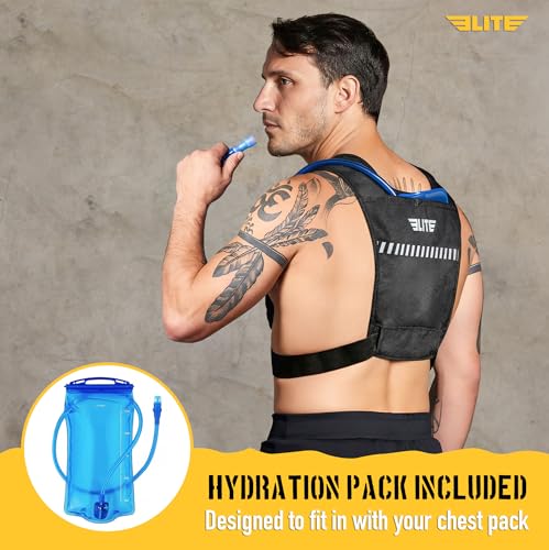 Elite Hydra Running Chest Pack w/ Gun Holster, Phone Holder Touch Friendly, Camera Pocket for Men/Women Lightweight Hydration Vest Chest Rig w/ Water Bladder for Marathon, Cycling, ADV Camping, Skiing - size: Medium
