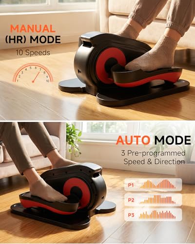 GORISE Under Desk Elliptical Exercise Machine, Seated Pedal Exerciser Leg Exerciser as Seen on TV with Remote Control & 10 Adjustable Speed for Seniors & Women Home Ussage - style: 001 with Foot Massage
