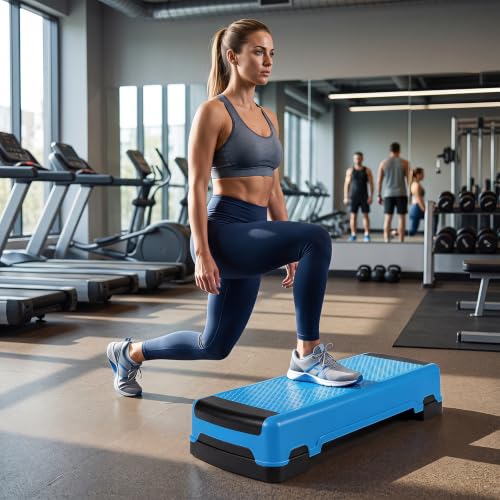 Goplus 35.5" Aerobic Step Platform w/4 Risers, 3-Level Adjustable 6" 8" 10" - color: Blue