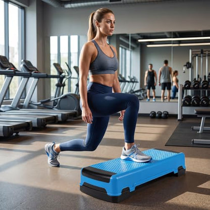 Goplus 35.5" Aerobic Step Platform w/4 Risers, 3-Level Adjustable 6" 8" 10" - color: Blue