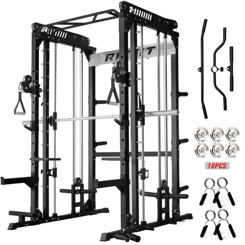 RitFit M1 Pro Smith Machine Cable Crossover Power Cage Home Gym - color: BLACK, size: M1 PRO