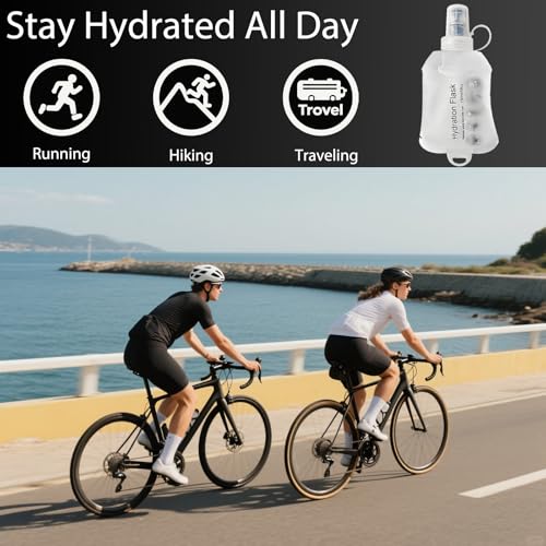 CLINTT 250ml Soft Flask, Foldable Running Water Bottle, TPU Folding Soft Water Flask, BPA-Free Collapsible Flask for Hydration Pack Running Vest, Cycling, Climbing, Hiking - 2Pcs, White - color: 2pcs,250ml white