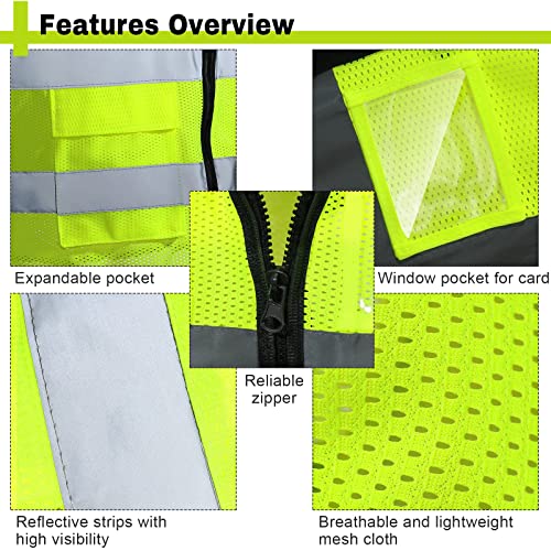 JaGely 20 Pack Reflective Safety Vests with Pockets
