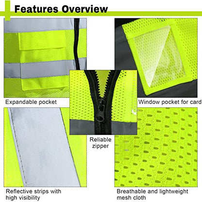 JaGely 20 Pack Reflective Safety Vests with Pockets