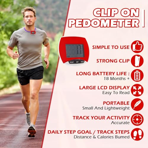 Portable Clip-on Pedometer for Walking, Running, and Outdoor Sports - Lightweight Step Counter for Seniors and Adults