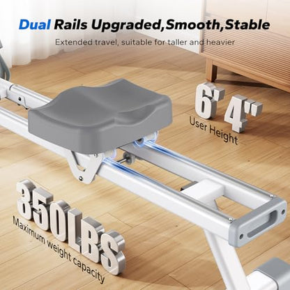 Merach Q1S Magnetic Rowing Machine Indoor, Dual Slide Rail, Quiet & Smooth - style: Manual-Adjust (Silent Version)